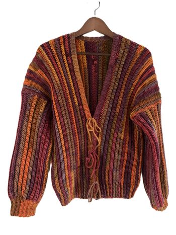 veste multicolore rayée fait main au crochet