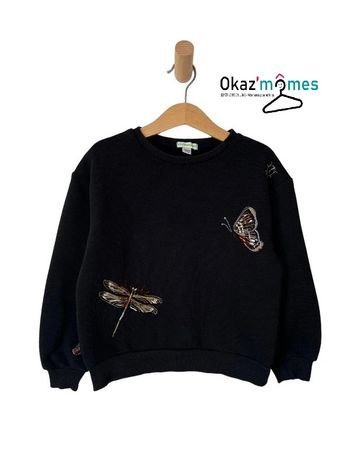 Sweat molleton noir avec motifs en perles - Vertbaudet 8 ans (126cm)