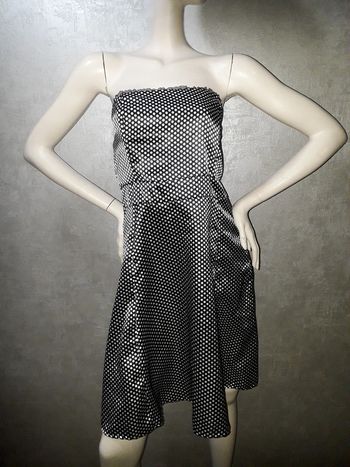 robe bustier satinée noire à pois blanc camaïeu taille 40