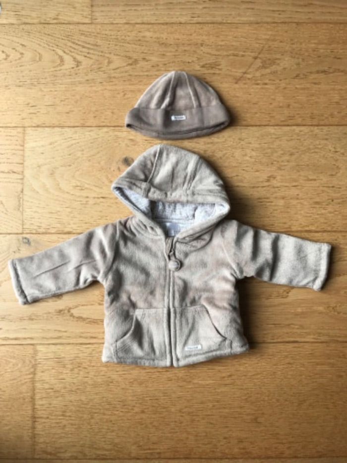 Bonnet & manteau velours tex taille naissance