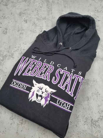 Pull à capuche universitaire Weber State noir – Taille XL Homme