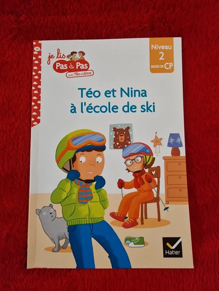 Livre je lis pas à pas avec teo et Nina, teo et Nina à l'école de ski