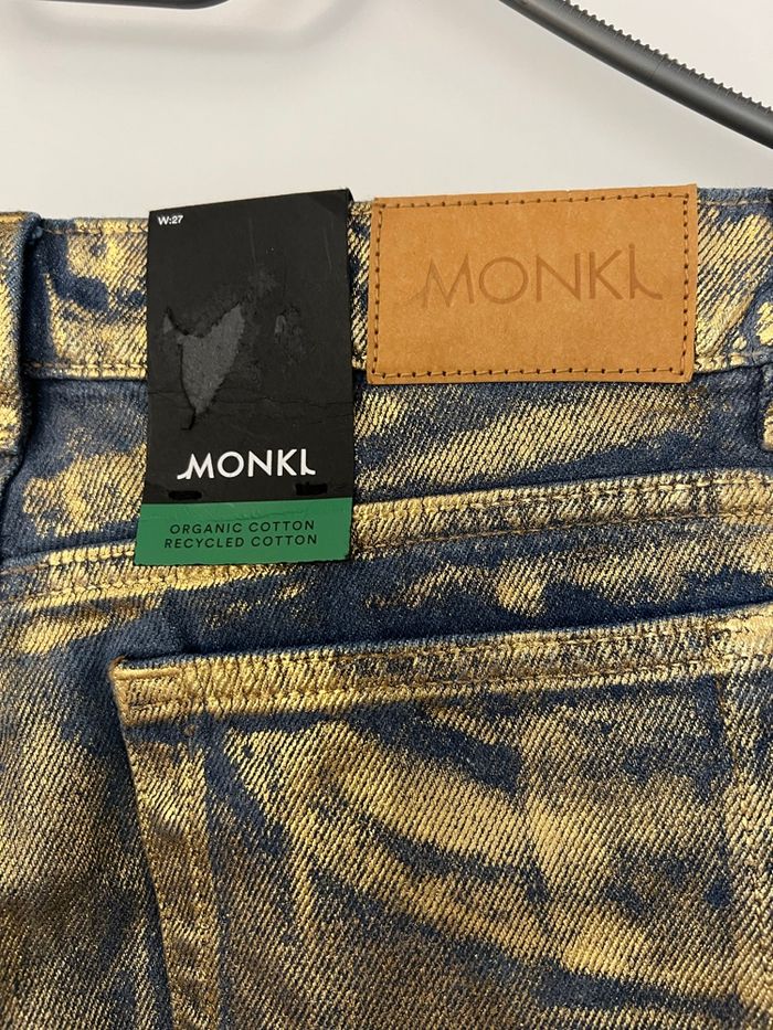 Jean droit doré et bleu Monki - photo numéro 5