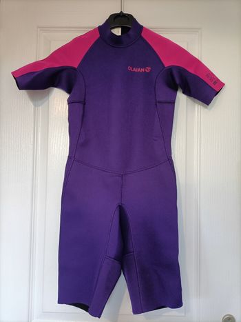 Combinaison shorty aquatique Decathlon plongée violet rose 12 ans neuf 1,5 mm