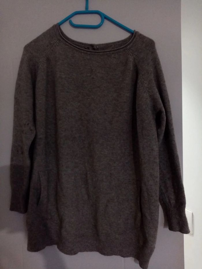 Pull taupe beige chiné