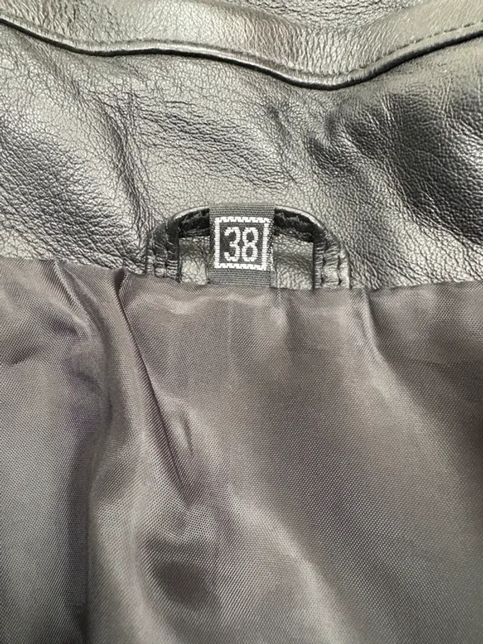 Manteau en cuir vintage | Noir | Taille 38 - photo numéro 3