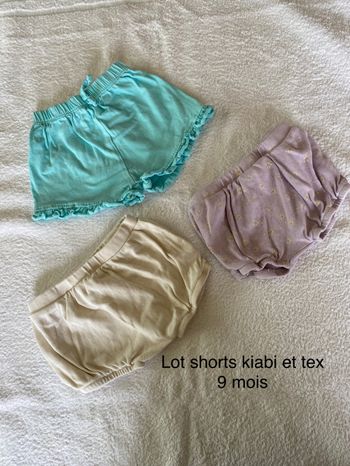 Lot shorts 9 mois kiabi et tex
