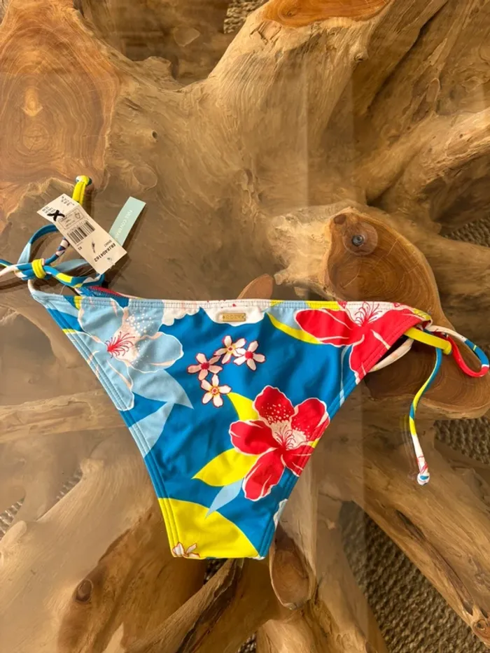 Bas de maillot de bain Roxy bleu fleurs - photo numéro 3