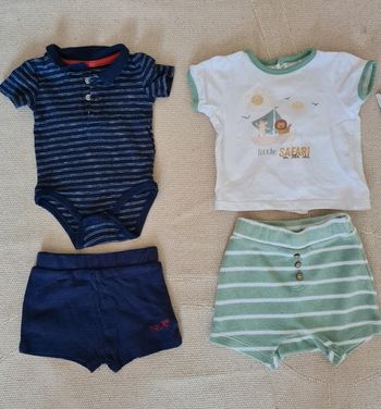 Lot 2 tenues Short + TeeShirt MC- taille 3mois
