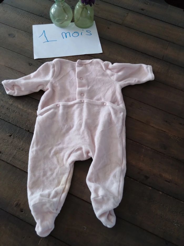 Grenouillère bébé fille 1 mois pyjama combinaison rose - photo numéro 3