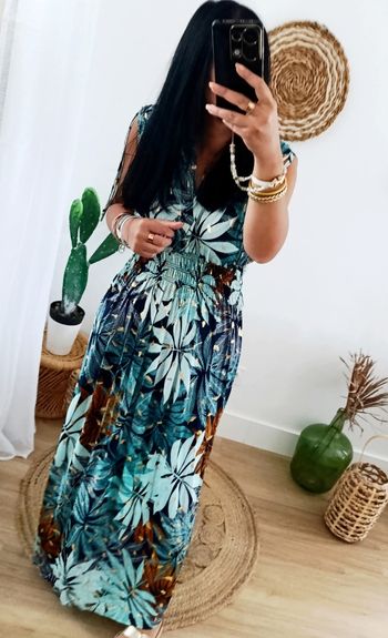 Robe magique imprimé tropical vert t.u 36/50