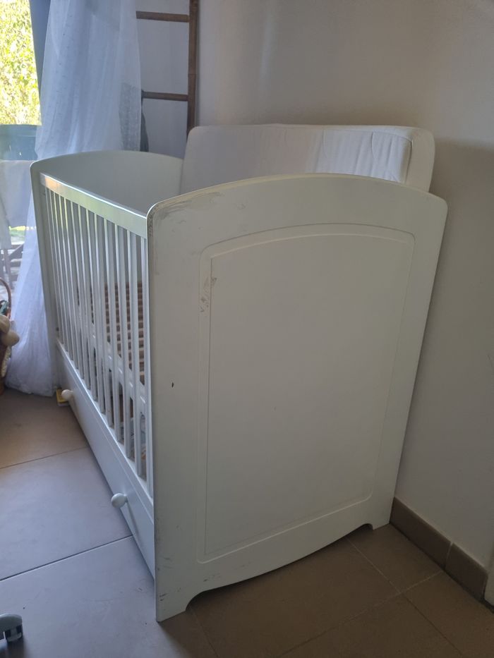 Lit + matelas Sauthon blanc - photo numéro 2