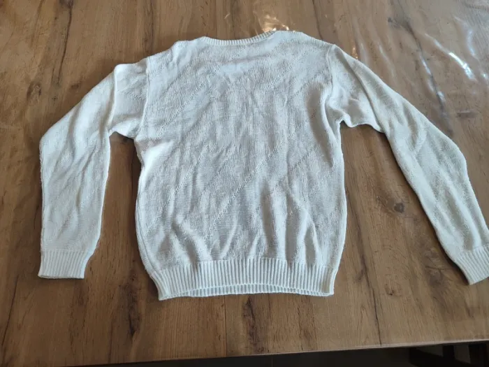Pull Col V Blanc, Taille M - Maille Texturée Douce ! - photo numéro 3