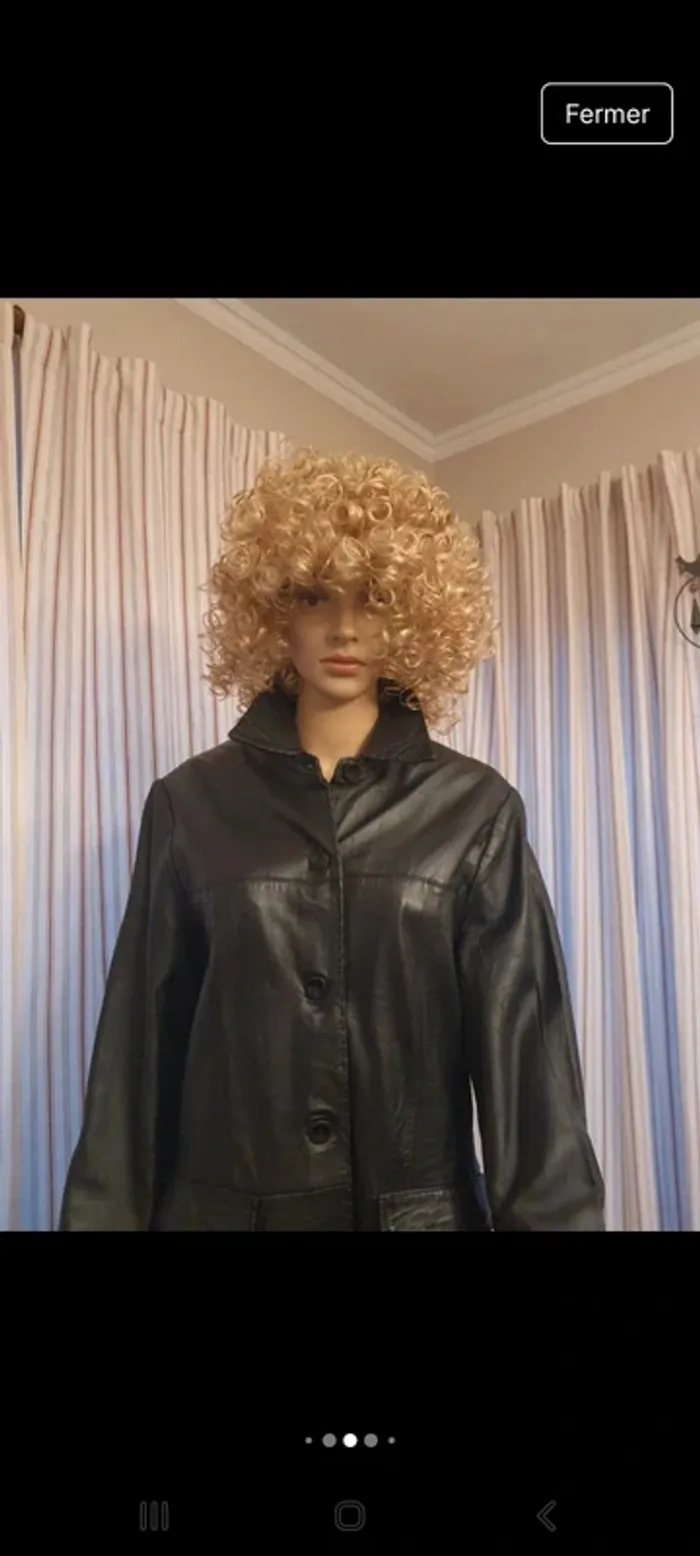 Manteau vintage cuir noir Authentic taille 42 - photo numéro 4