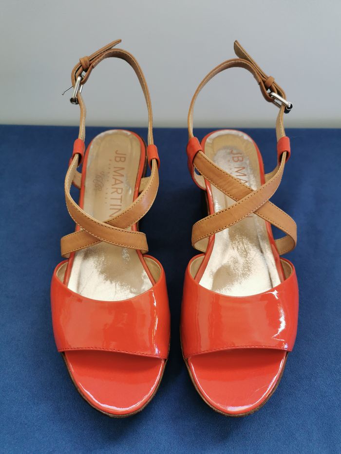 Sandale tout cuir corail et camel -37 - JB Martin - photo numéro 2