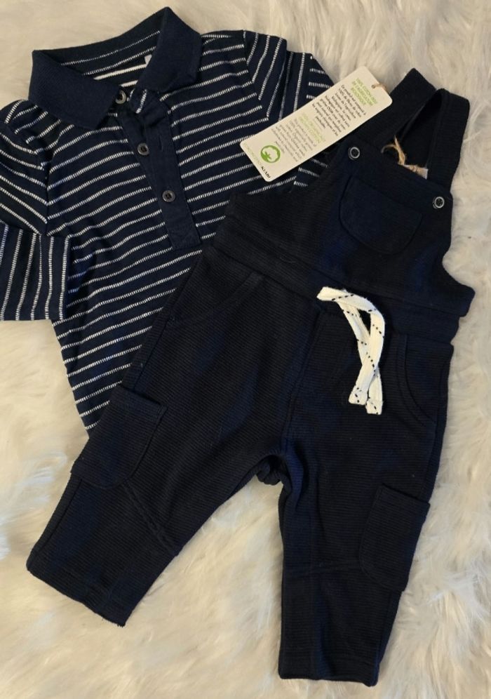 Neufs (non portés) 😍🥰💙superbe ensemble salopette et polo 3 mois garçon 💙🥰😍