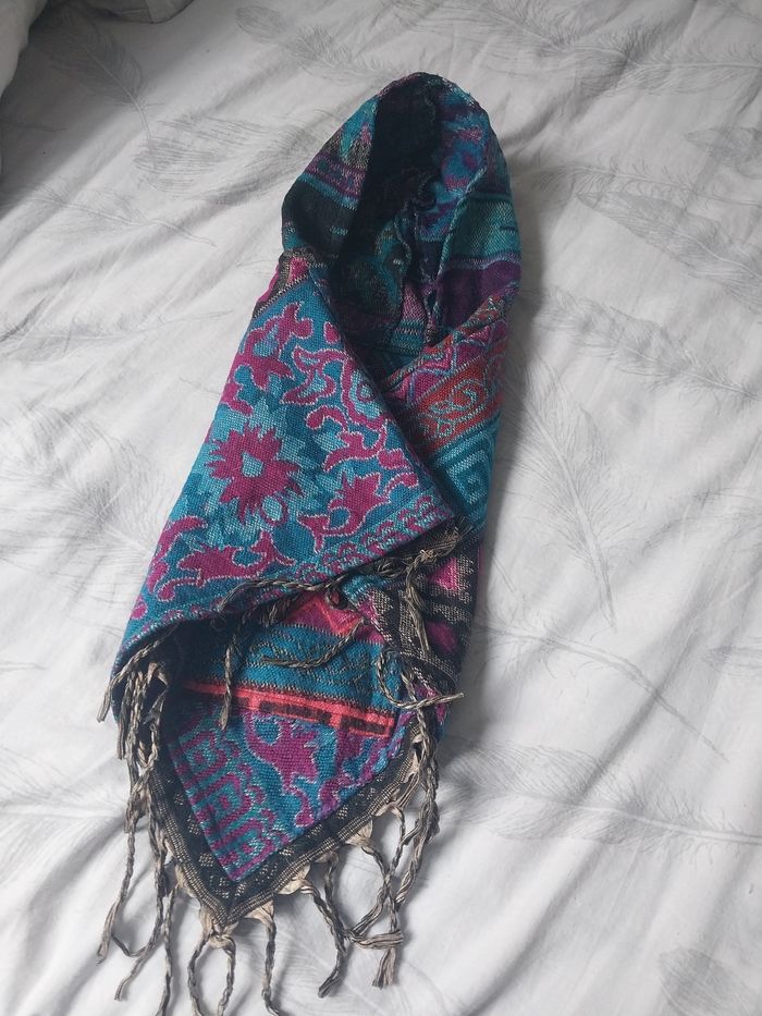 Poncho bébé 9-12 mois à capuche – style bohème coloré - photo numéro 5