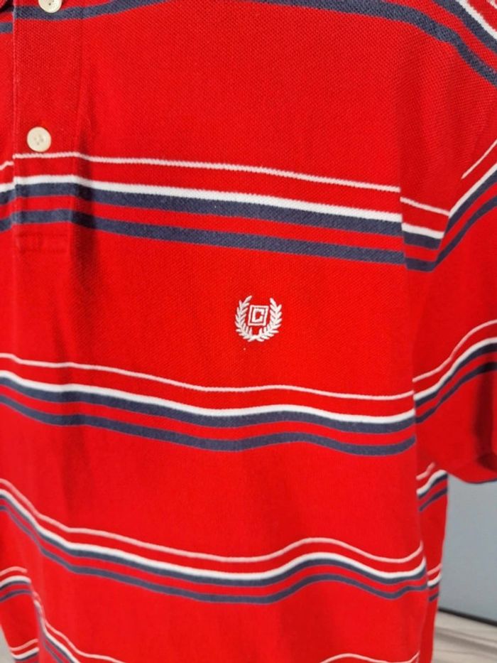 polo manche courte chaps rouge a rayures - taille 2XL - brodé (465) - photo numéro 4