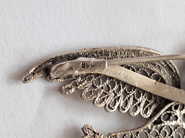 Broche vintage filigrane mouette en argent - photo numéro 4