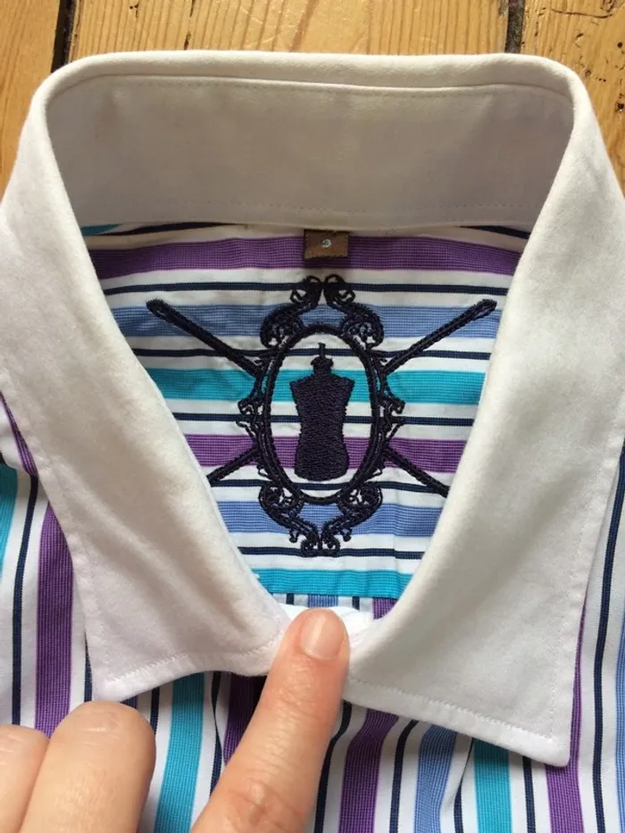 Chemise rayé bleu violet - photo numéro 2