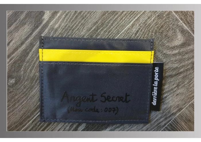 Porte carte Derrière la porte argent secret en polyester gris foncé/jaune