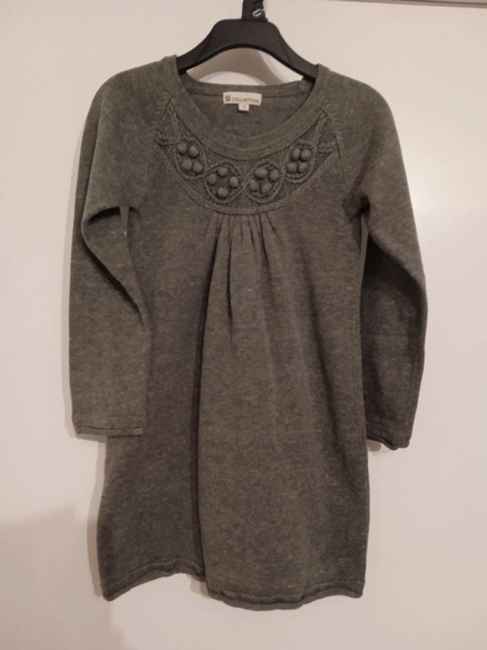 Robe grise manches longues 4 ans