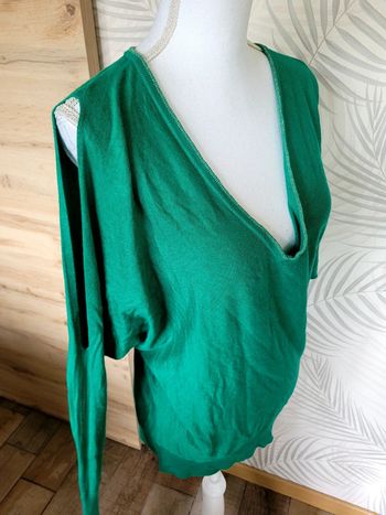 Jolie pull femme taille M vert émeraude