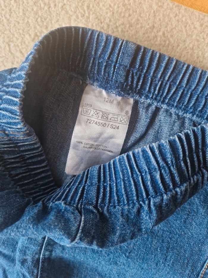 Ensemble neuf 12 mois jean et haut à rayures et motif - photo numéro 3