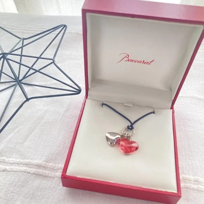Collier pendentif cœur de baccarat cristal rose bijoux élégants accessoires D570 - photo numéro 5