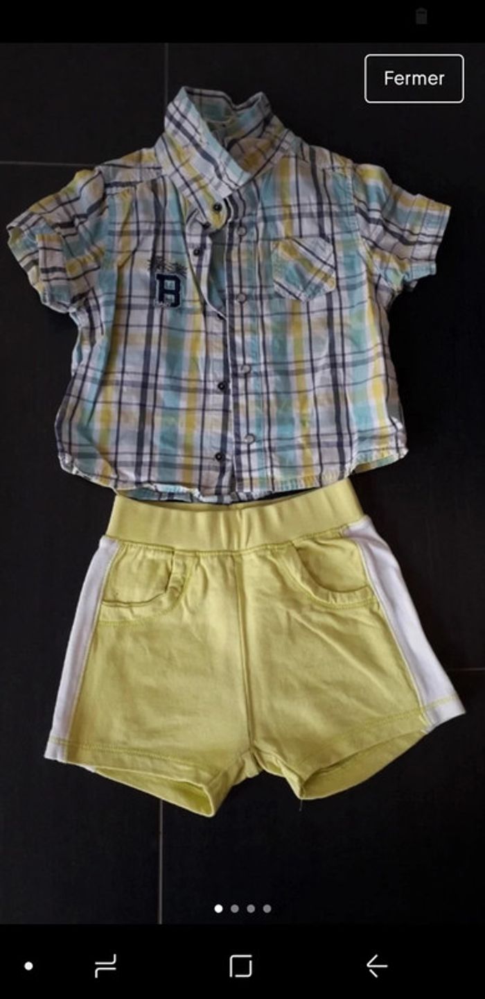 Ensemble chemise+short 6 mois - photo numéro 2