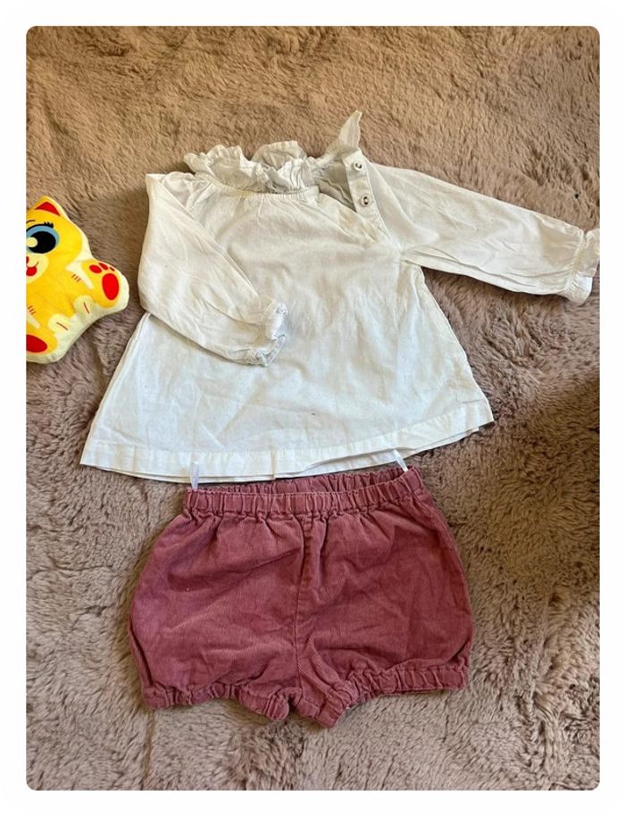 Ensemble short / chemise fille 6 mois