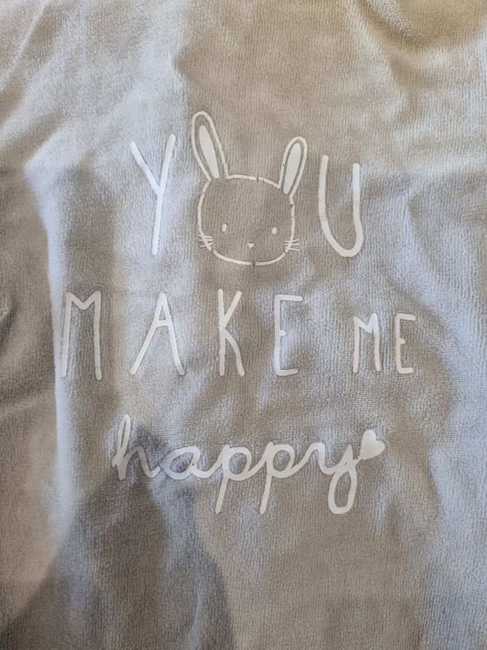 Pyjama/Dors-bien Kiabi 3 mois - "You Make Me Happy" Lapin Tres Bonne Etat - photo numéro 2