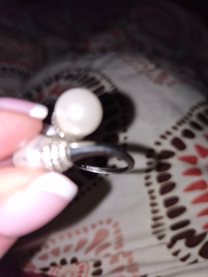 Bague en argent avec perles et strass - photo numéro 3