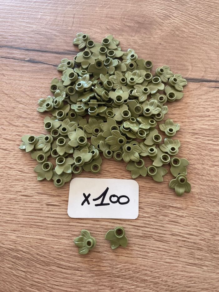 Lot de 100 feuilles plate LEGO olive Green réf 6398008