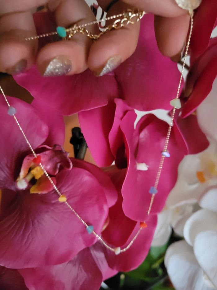 Collier ras de cou plaqué or et zirconiums - photo numéro 3