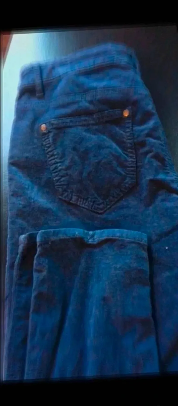 Pantalon  slim  côtelé  bleu  36 - photo numéro 7