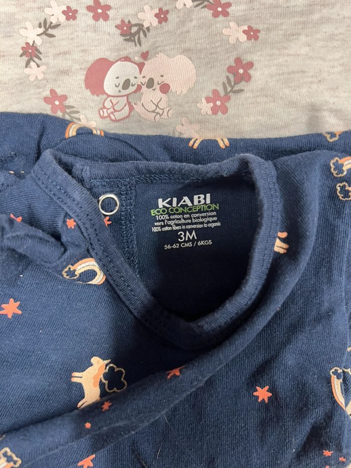 Lot 3 pyjamas bébé 1-3 mois – coton 2 neuf Kiabi - photo numéro 2