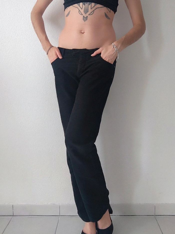 Pantalon droit évasé noir velours y2k 🇮🇹 Jean-Paul Gaultier - 40/L à 42/XL - photo numéro 3