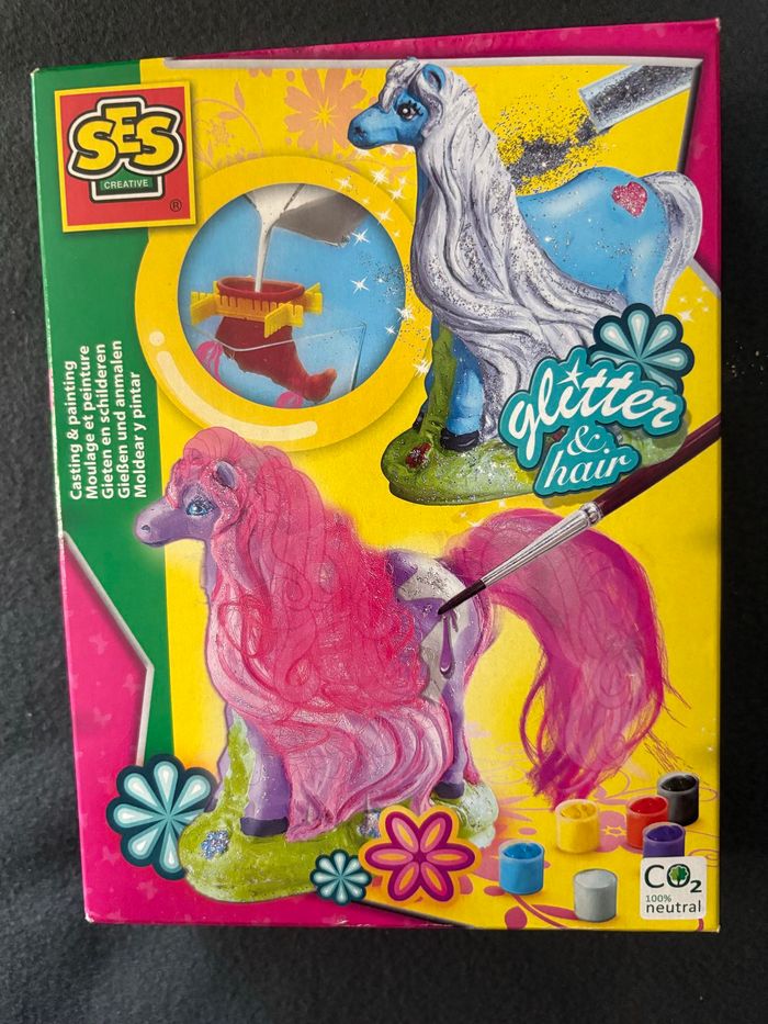 SES Creative- Animals Ensemble de Peinture et de Moulage pour Cheveux à Paillettes, 01272 - photo numéro 2