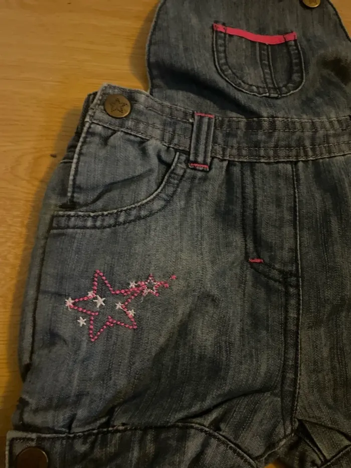Salopette short en jean souple fille 9 mois Premaman - photo numéro 2