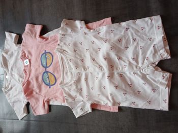 lot 3 barboteuse combishort fille tex baby 50 cm 0 mois 