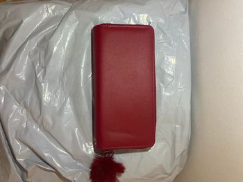 👜 Portefeuille -porte monnaie long femme rouge– PVC cuir synthétique double pli