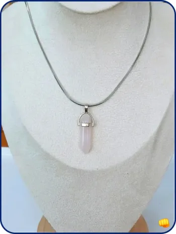 Collier pierre  rose – acier inoxydable vintage tendance bien-être