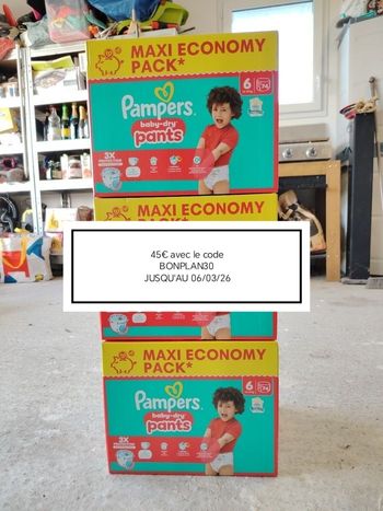 222 couches pampers pants en taille 6 