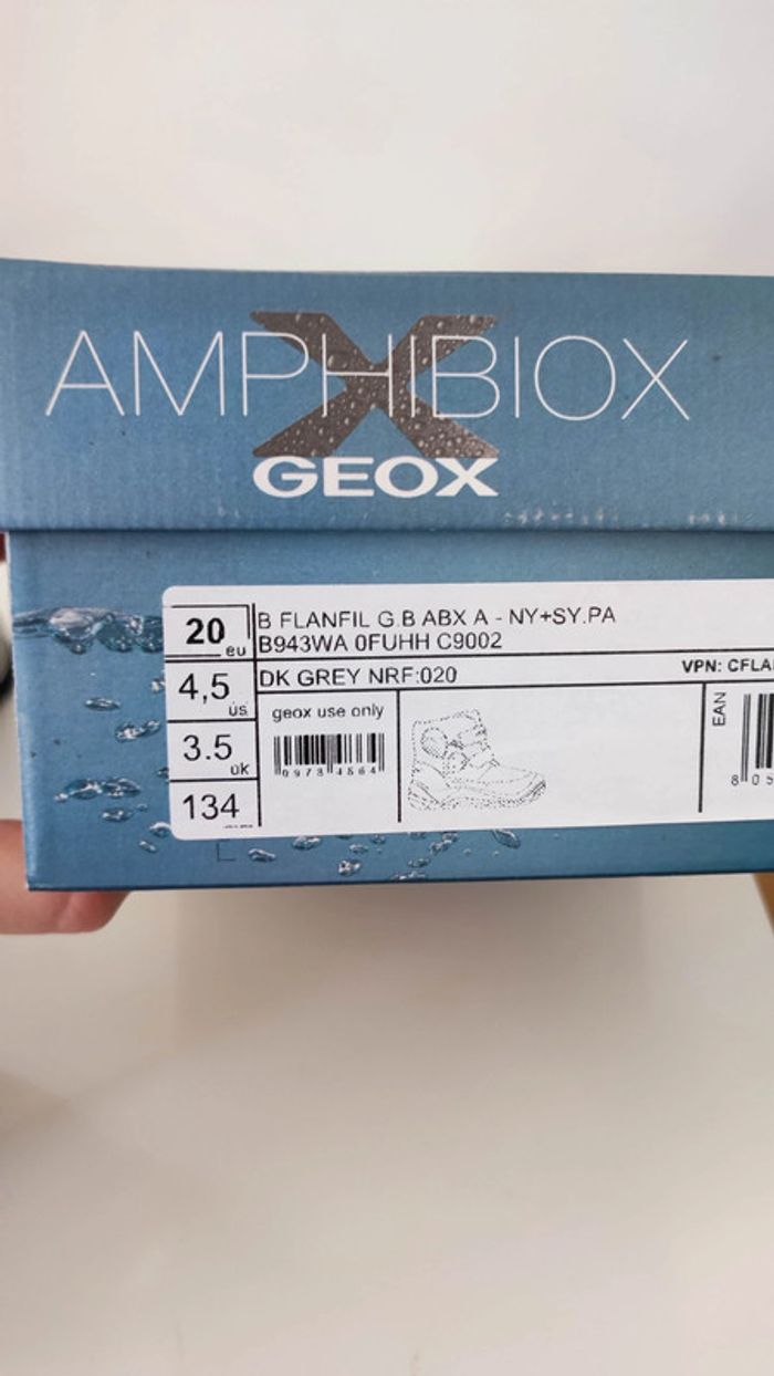 Bottines imperméables Geox amphibiox taille 20 gris et rose - photo numéro 8