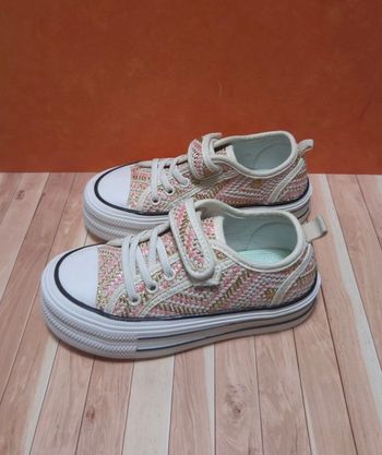 Baskets Fille Rose & Dorées - Style Tweed Chic - Neuves Taille 30