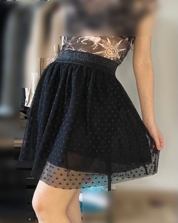 jupe noire patineuse en tulle à pois taille 36
