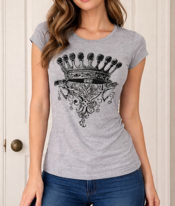 Neuf tee-shirt gris à motif femme collection u taille S/36
