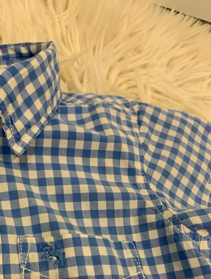 Chemise vichy / carreau blanc et bleu - photo numéro 6