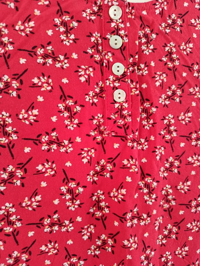 Haut rouge motif floral taille XS - photo numéro 3